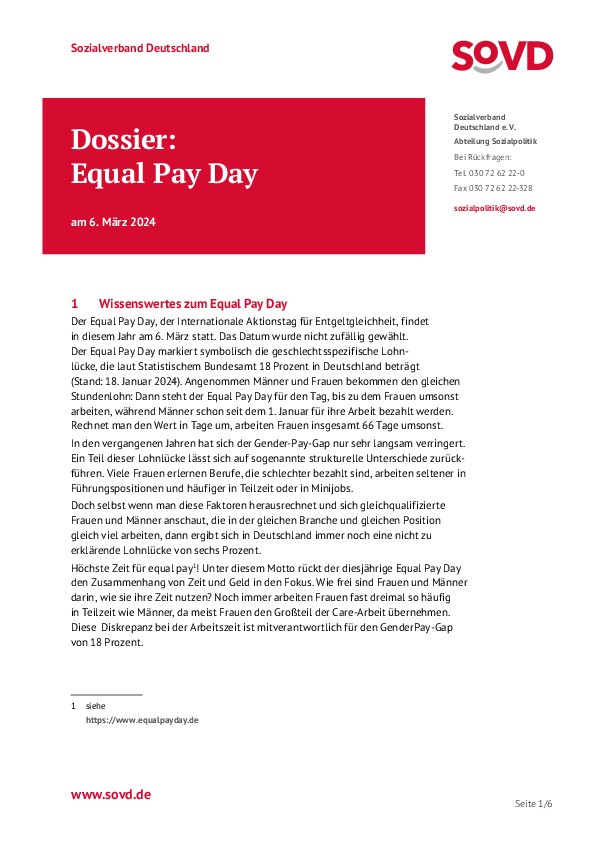 SoVD-Dossier zum Equal Pay Day 2024