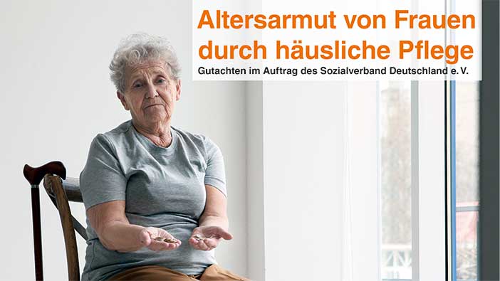 Ausschnitt des Titelbilds vom SoVD-Gutachten Altersarmut von Frauen durch häusliche Pflege
