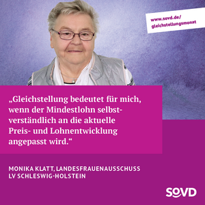Foto und Zitat von Monika Klatt, Landesfrauenausschuss des SoVD Schleswig-Holstein