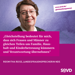 Foto und Zitat von Roswitha Reiss, Landesfrauensprecherin SoVD Niedersachsen