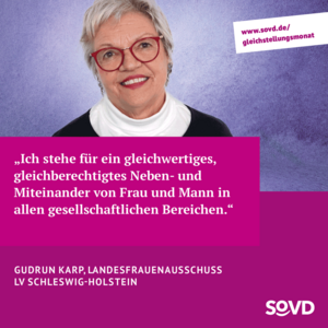 Foto und Zitat von Gudrun Karp, Landesfrauenausschuss des SoVD Schleswig-Holstein