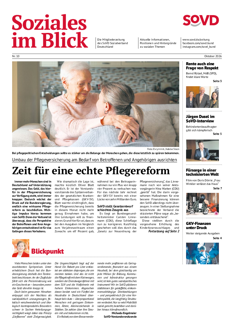 SoVD-Zeitung Ausgabe Oktober 2026, Bundesteil
