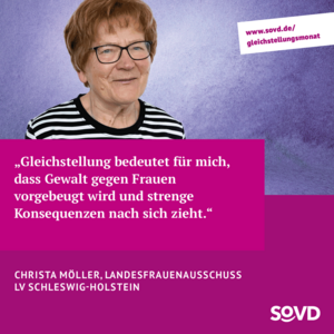 Foto und Zitat von Christa Möller, Landesfrauenausschuss des SoVD Schleswig-Holstein