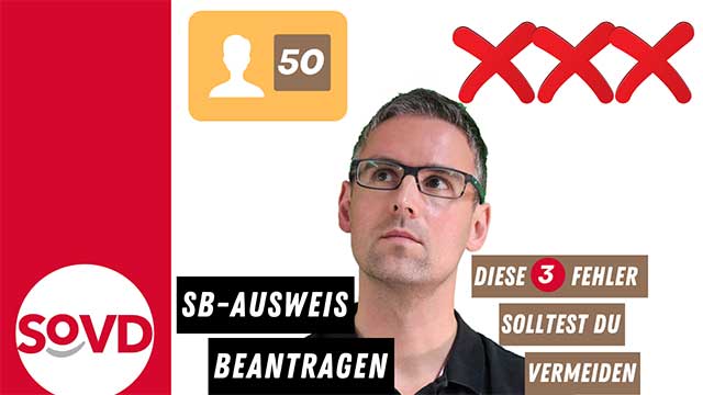 YouTube-Kachel mit Text: SB-Ausweis beantragen. Diese 2 Fehler solltest Du vermeiden. 